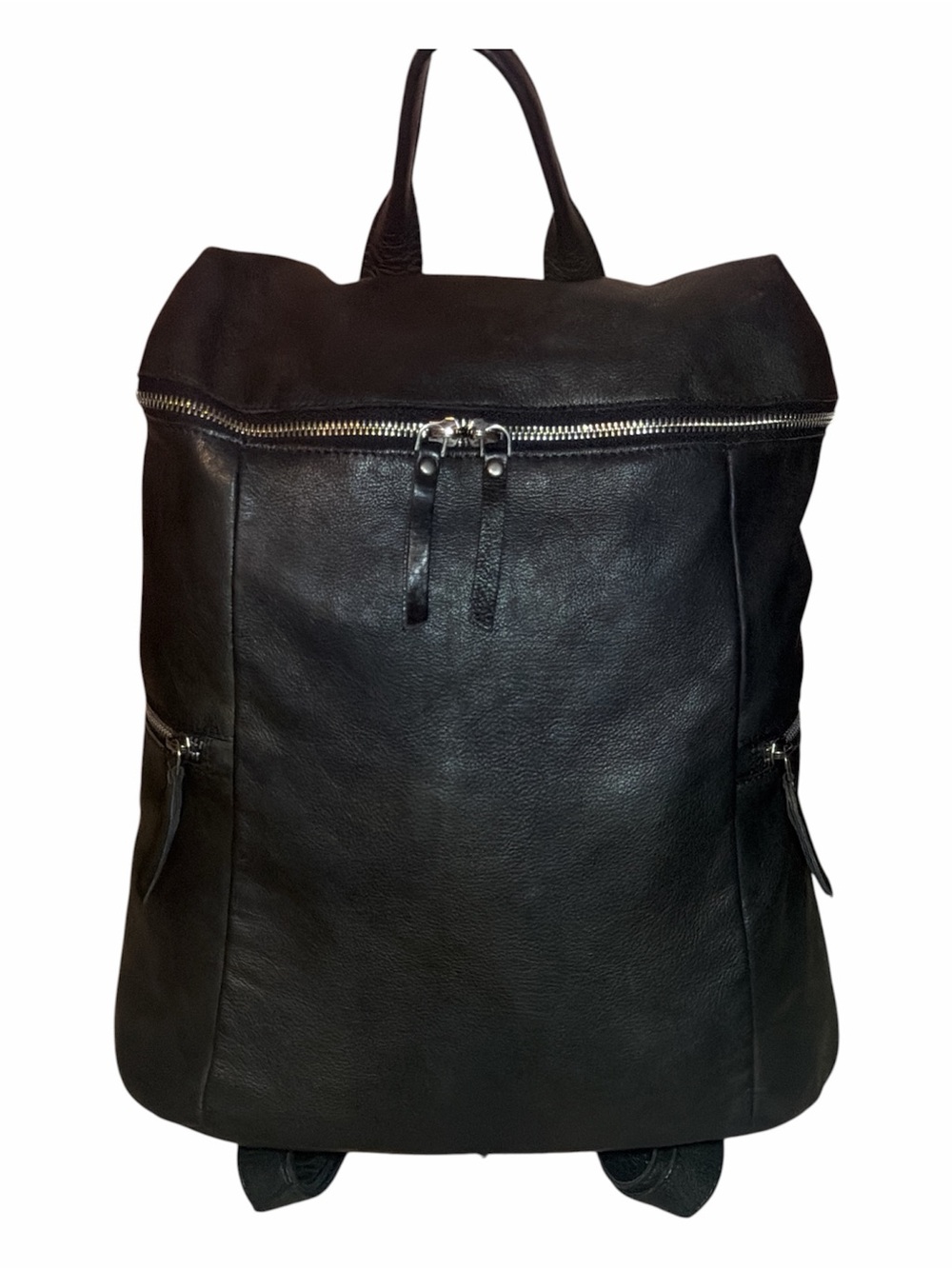 🇮🇹 Vilenca Dark Gray / Black Large Leather Backpack